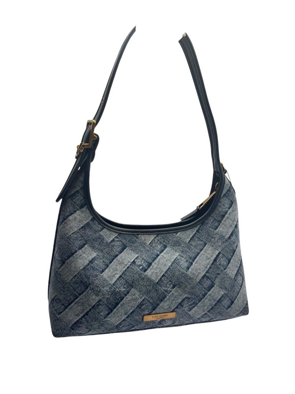 KURT GEIGER London Kensington Denim Weave Print Shoulder Bag w/ Dust Bag - Picture 12 of 16